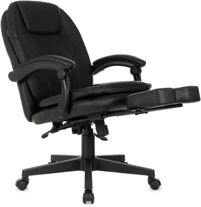 Кресло руководителя Бюрократ CH-868N-BF/BLACK-PU, экокожа, черный, подставка для ног