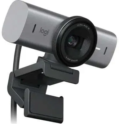 Веб-камера Logitech MX Brio 3840x2160, 30 кадр/с, USB Type-C, микрофон (2 шт, шумоподавление), автоматическая фокусировка, автоосвещение, HDR, шторка приватности, слежение за лицом, универсальное крепление, серебристый