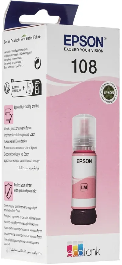 Чернила EPSON C13T09C64A, 108, светло-пурпурные, 70мл