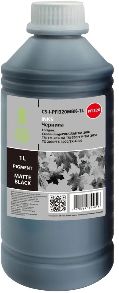 Чернила Cactus CS-I-PFI320MBK-1L, черные матовые, 1000мл, для Canon imagePROGRAF TM/TX