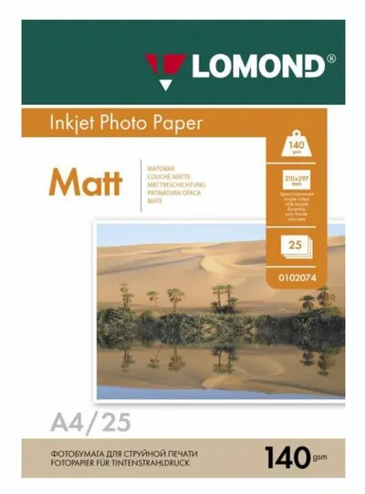 Фотобумага Lomond 0102073, A4, 140 г/м², матовая, 25 листов