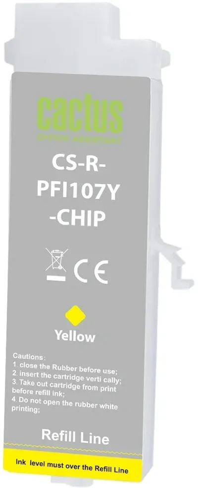 Картридж струйный Cactus CS-R-PFI107Y-CHIP, желтый, 260 мл, для Canon imageProGRAF iPF670/680/685
