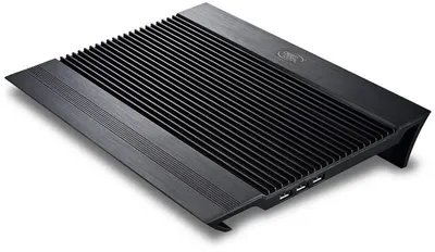 DEEPCOOL N8 BLACK {Подставка для охлаждения ноутбука (8шт/кор, до 17", вентилятор 2x140mm, aluminium, black, 2USB ) Retail box}