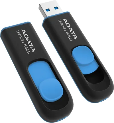 USB накопитель ADATA - DashDrive UV128, USB Type A (USB 3.2 Gen 1), 64 ГБ, цвет чёрный, AUV128-64G-RBE