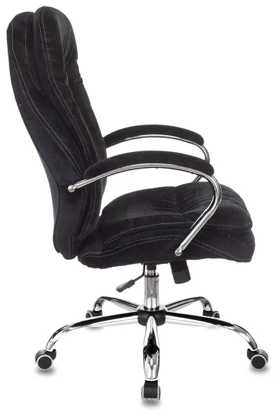 <100558> Кресло Бюрократ T-9950SL (ворсовая ткань Fabric, мех. качания, крест. металл хром) Черный [T-9950SL/LT-20]