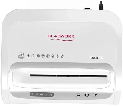 Шредер Gladwork Laureat P-25HCD серый (секр.P-4) фрагменты 25лист. 27лтр. скрепки скобы пл.карты CD