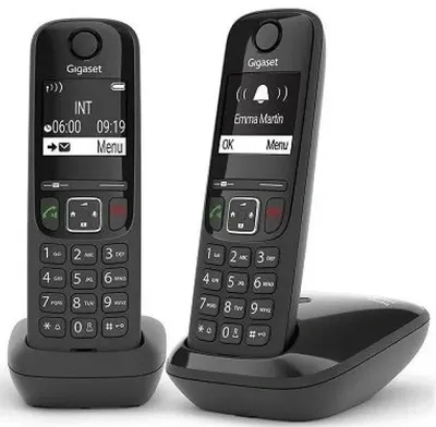 Gigaset [L36852-H2816-M201] AS690(A) DUO Р/Телефон Dect RUS черный (труб. в компл.:2шт) АОН