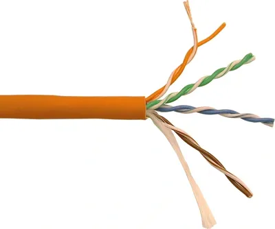 Кабель патч-кордовый UTP, 4x2, кат 5E, 350Mhz, LSZH, оранжевый Кабель LANMASTER патч-кордовый UTP, 4x2, кат 5E, 350Mhz, LSZH, оранжевый, 305 м