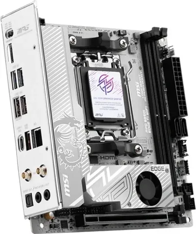 Материнская плата MSI MPG B850I EDGE TI WIFI, AM5, AMD B850, 2xDDR5, 2xSATA, 2xM.2, 1xPCIe 5.0 x16, HDMI, 1x5Gb LAN, USB Type-C, Wi-Fi 7, Bluetooth, 2x3.5 мм, 7.1, Mini-ITX