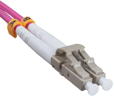 FOP-50-OM4-LC-LC-5m Коммутационный шнур оптический Cabeus tight buffer Duplex LC/LC (UPC/UPC) OM4 50/125 LSZH D 3мм 5м цвет: маджента