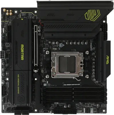 Материнская плата MSI MAG B850M MORTAR WIFI, AM5, AMD B850, 4xDDR5, 4xSATA, 3xM.2, 1xPCIe 5.0 x16, 1xPCIe 4.0 x4, 1xHDMI, 1x5Gb LAN, Wi-Fi 7, Bluetooth 5.4, 1xUSB-C 40Gbps, 1xUSB-C 20Gbps, 5xUSB-A 10Gbps, 2xUSB-A 5Gbps, 4xUSB-A 2.0, 1xS/PDIF, 2x3.5 мм, 7.1, mATX