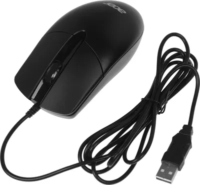 Мышь Acer ZL.MCECC.01W, проводная, оптическая, 1200dpi, USB, черная