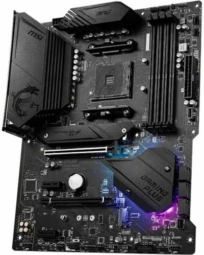 Материнская плата MSI MPG B550 GAMING PLUS, AM4, AMD B550, 4xDDR4, 6xSATA, 2xPCIe 4.0/3.0 x16, 2xPCIe 3.0 x1, 1xHDMI, 1xDisplayPort, 1x 1Gb LAN, 4xUSB 3.2 Gen2, 5xUSB 3.2 Gen1, 3x3.5 мм, 7.1, ATX