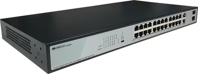 Коммутатор/ Неуправляемый PoE-коммутатор, 26x1000Base-T (24x1000Base-T PoE), 2xCombo 1000Base-T/SFP, PoE-бюджет 370 Вт, PoE до 250 м, комплект для установки в 19" стойку
