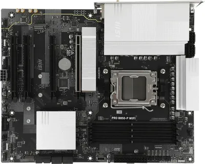 Материнская плата MSI PRO B850-P WIFI, AM5, AMD B850, 4xDDR5, 4xSATA, 3xM.2, 1xPCIe 5.0 x16, 1xPCIe 4.0 x4, 2xPCIe 3.0 x1, 1xHDMI, 1x5Gb LAN, Wi-Fi 7, 4xUSB 2.0, 1xUSB 3.2 Gen 1, 1xUSB 3.2 Gen 2, 2xUSB-C 3.2 Gen 2, 2x3.5 мм, 7.1, ATX