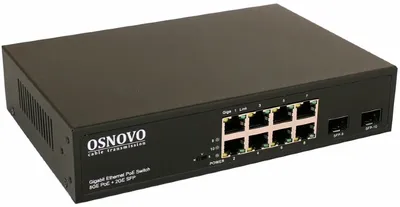 Коммутатор OSNOVO SW-80802(150W), неуправляемый, 8×1GbE PoE, 2×SFP, 150W