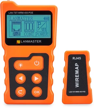 Тестер Lanmaster LAN-TST-WRM-400-POE, витой пары, с дисплеем, POE