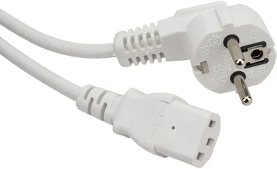 Шнур питания Lanmaster LAN-PP13/SHA-1.0-WH, C13-Schuko угловая, 1м, 10А, белый