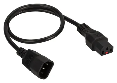 LAN-PP13L/14-1.0-BK Шнур для блока питания Lanmaster IEC 60320 С13 вилка IEC 60320 С14 1 м 10А с защитой подключения цвет: чёрный