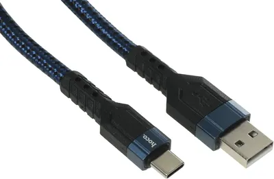 Кабель Hoco U110, USB Type-C (m) - USB (m), 1.2м, MFI, 3A, синий