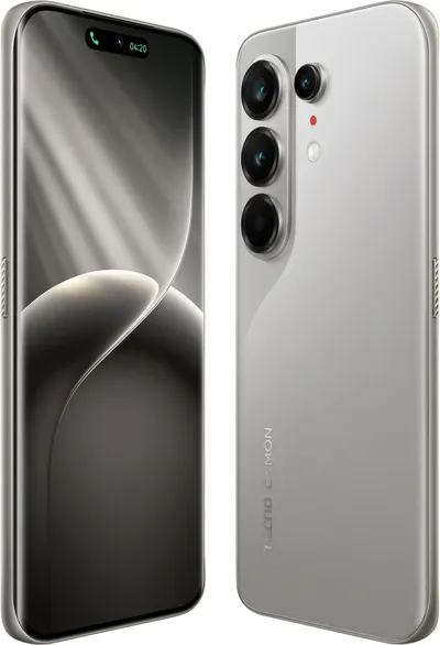 Смартфон Tecno Camon 50 Ultra 5G 256Gb 12Gb титан моноблок 3G 4G 2Sim 6.78" 1208x2644 Android 16 50Mpix 802.11 a/b/g/n/ac/ax NFC GPS GSM900/1800 GSM1900 Protect FM