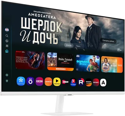 Монитор 32" Samsung Smart Monitor M7 S32FM703UI VA 3840x2160, 60 Гц, 4 мс, 16:9, 300 кд/м², 2xHDMI 2.0, USB-C (65 Вт PD), USB Hub (3x USB-A), динамики (2x10 Вт), HDR10+, Tizen OS, Wi-Fi 5, Bluetooth 5.2, пульт ДУ, белый