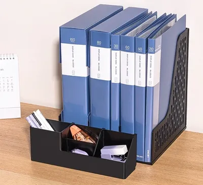Лоток вертикальный DELI E9847 BLACK, 3 отделения, 253×320×275мм