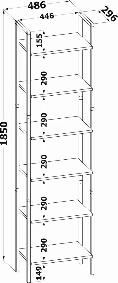 Стеллаж СОКОЛ 00-00016207, СТ-400, 1850×486×296мм, дуб сонома