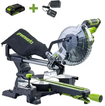 Пила Greenworks 1501707UA, торцовочная, 24V, 216мм, с протяжкой