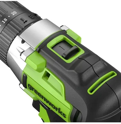 Дрель-шуруповерт Greenworks 3704107CUB, 24В, ударная, 1×4Ач, ЗУ