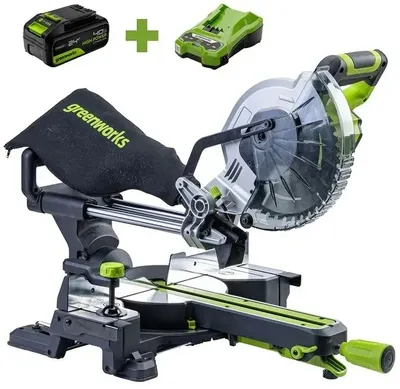 Пила торцовочная Greenworks 1501707UG, 24V, 216 мм, бесщеточная, 1×5Ач