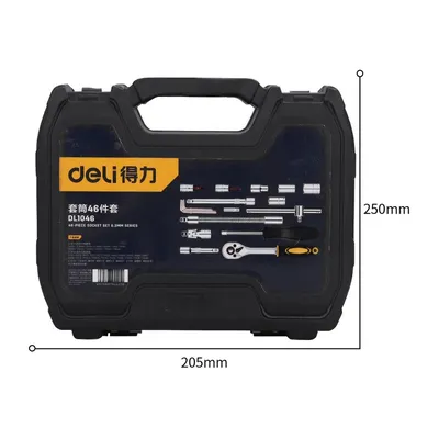 Набор торцевых ключей Deli DL1046, 46 шт, 1/4", Cr-V