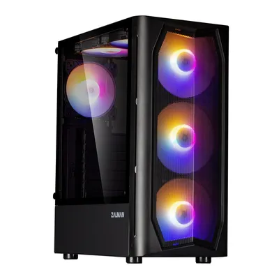 Корпус ATX Zalman N4 Rev.1, ATX, BLACK, WINDOW, 2x3.5", 2x2.5", 2xUSB2.0, 1xUSB3.0, FRONT 3x140mm RGB, REAR 1x120mm RGB, TOP 2x120mm RGB