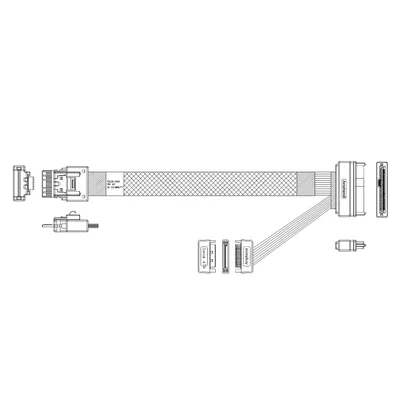 RSL38-2309 Кабель Amphenol RSL38-2309 Slimline SASx4  -to-   U.2 (SFF8639), 85 Ohm, PCIe  Gen3,  75СM