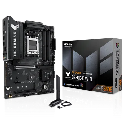 Материнская плата ASUS TUF GAMING B650-E WIFI, AM5, AMD B650, 4xDDR5, 4xSATA, 3xM.2, 1xPCIe 4.0 x16, 1xPCIe 4.0 x4, 1xPCIe x1, DisplayPort, HDMI, 1x2.5Gb LAN, USB Type-C, 5x3.5 мм, 7.1, ATX