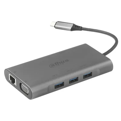 Концентратор Dahua 9-in-1 Docking station 9 in 1 USB 3.1 Type-C to USB 3.0 + HDMI + RJ45 + VGA + SD/TF +PD Docking Stat (DH-TC39)