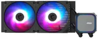 Система жидкостного охлаждения MSI MAG CoreLiquid A13 240, 240 мм, 2x120 мм, 500-2000 об/мин, 31.1 дБ, 4-pin PWM, ARGB, черный