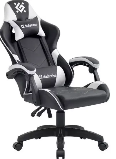 Кресло Defender 64023, игровое, экокожа, чёрный/белый