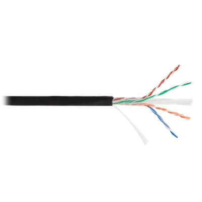 Кабель NETLAN U/UTP 4 пары, Кат.6 (Класс E), 250МГц, одножильный, BC (чистая медь), внешний, PE до -40C, черный, 305м