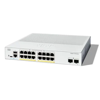 C1300-16P-2G Коммутатор CISCO Catalyst 1300 16x 10/100/1000 RJ-45 PoE+, 2x1Gb SFP  uplinks, PoE+ 120W,Fanless,C1300-16P-