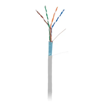 EC-UF004-5E-PVC-GY-1, Кабель NETLAN F/UTP 4 пары, Кат.5e (Класс D), 100МГц, одножильный, BC (чистая медь), внутренний, PVC нг(B), серый, 100м (сеч.0,48 ± 0,01)