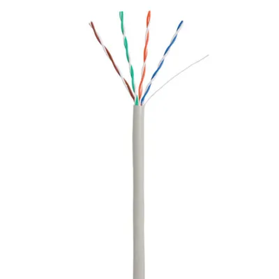 CCA-UU004-5E-PVC-GY Кабель NETLAN U/UTP 4 пары, Кат.5e, 100МГц, одножильный, CCA (омедненный алюминий), внутренний, PVC нг(B), серый, 305м (сеч.0,50 ± 0,01)
