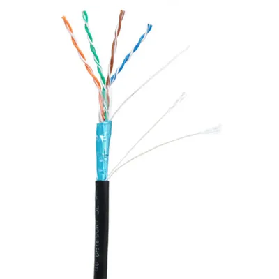 NETLAN 
EC-UF004-5E-PE-BK - Кабель F/UTP (экранированная витая пара) для внешней прокладки ; Кат. 5е; жил/4 пары; диаметр проводника Ø 0.47 / 24AWG Медь (CU); материал оболочки-PE; бухта 305 м.;  эксплуатация от -40°C + 60°C; Соответствие стандартам: ISO/IEC 11801, EN 50173 и TIA/EIA-568