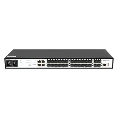 SNR SNR-S5210G-24FX-2AC Управляемый коммутатор уровня 2+, 20 портов 100/1000Base-X SFP, 4 порта Combo 10/100/1000Base-T|100/1000Base-X SFP, 4 порта 1/10G SFP+, два встроенных БП ~220V AC