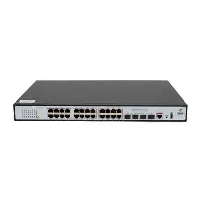 SNR SNR-S2989G-24TX-POE-2AC Управляемый PoE коммутатор уровня 2+, 24 порта 10/100/1000Base-T, 4 порта 1/10G SFP+, бюджет PoE 370 Вт, VFS HA, два встроенных БП ~220V AC