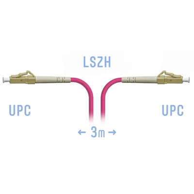 Патч-корд оптический SNR, LC/UPC-LC/UPC, 3м, пурпурный (SNR-PC-LC/UPC-MM4-3m)