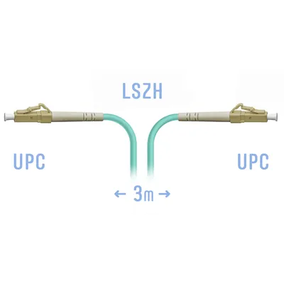 Патч-корд оптический SNR, LC/UPC-LC/UPC, 3м, LSZH, бирюзовый (SNR-PC-LC/UPC-MM-3m)