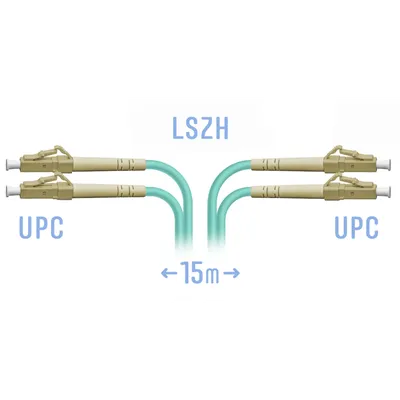 Патчкорд оптический LC/UPC MM Duplex 15 метров