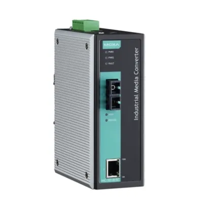 Медиаконвертер Ethernet 10/100BaseTX в 100BaseFX (одномодовое оптоволокно) в металлическом корпусе с расширенным диапазоном температур MOXA