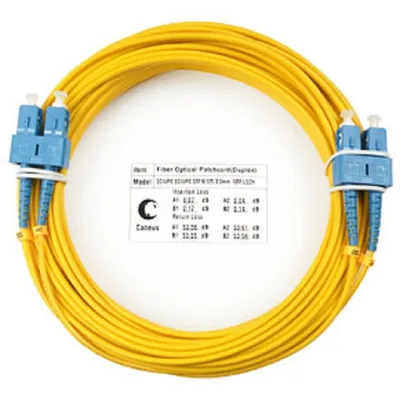 Оптический патч-корд duplex SC-SC 9/125 SM Cabeus FOP(d)-9-SC-SC-15m 15 метров желтый LSZH